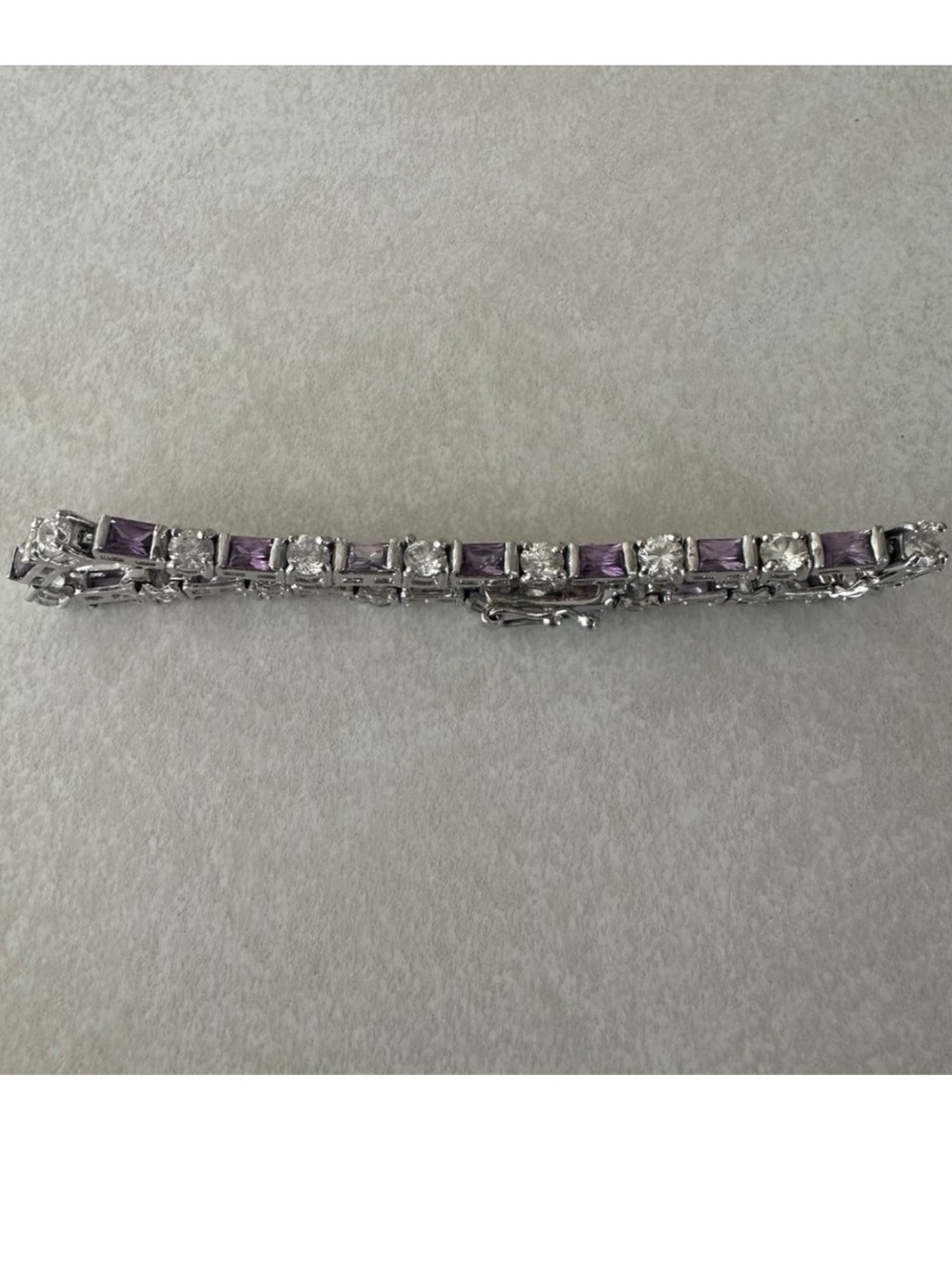 Silver Bracelet with Purple Stones - Women's Tennis Bracelet